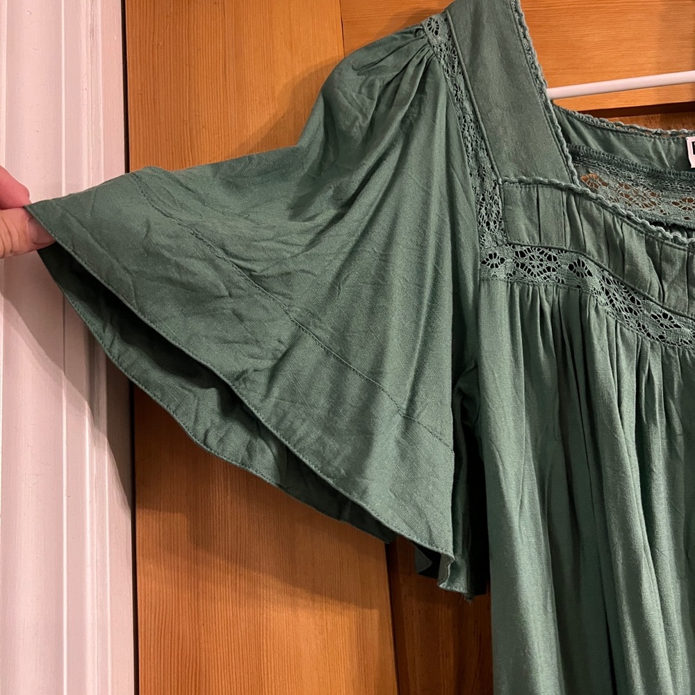 Bila77 Green Buttoned Ruffled Mini Sundress - Picture 3 of 4